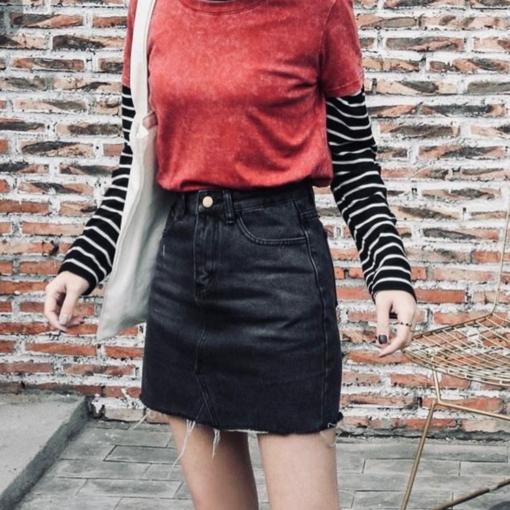 Black Denim Skirt